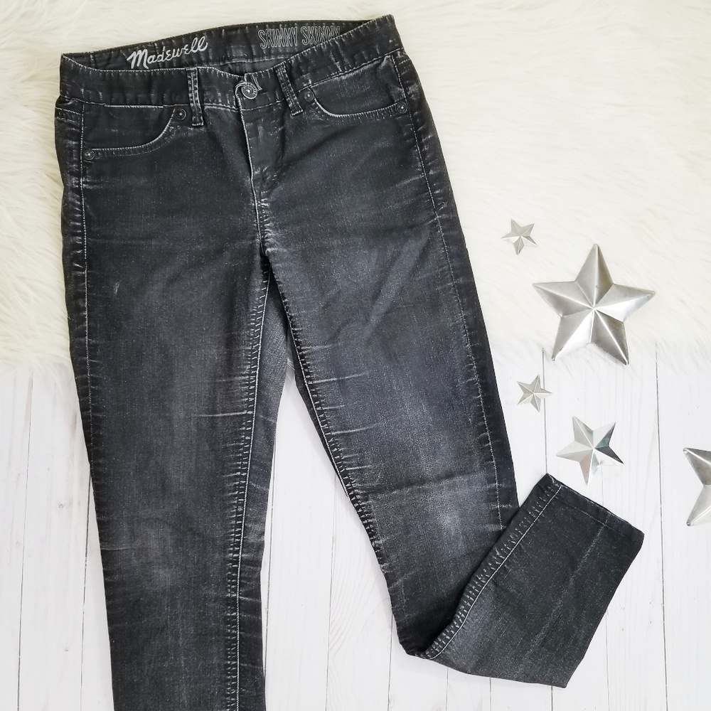 Madewell skinny skinny jeans black acid distress denim women's size 24